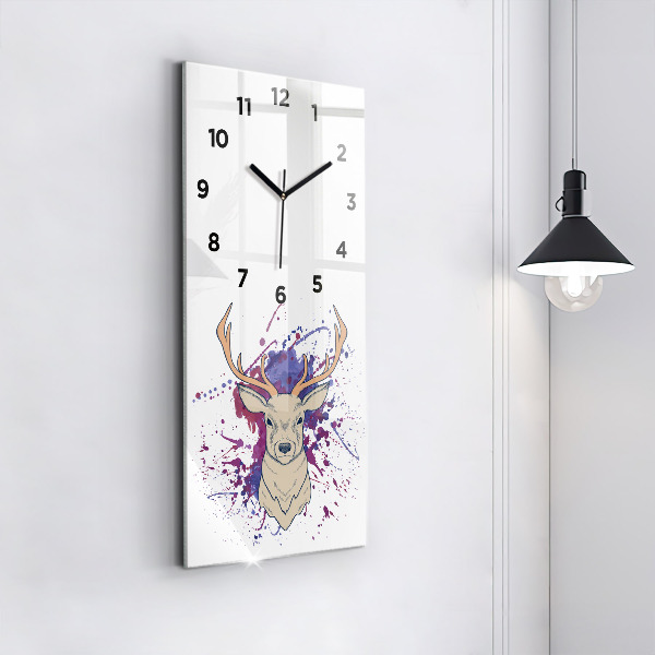 Vertical wall clock Deer vector illustration