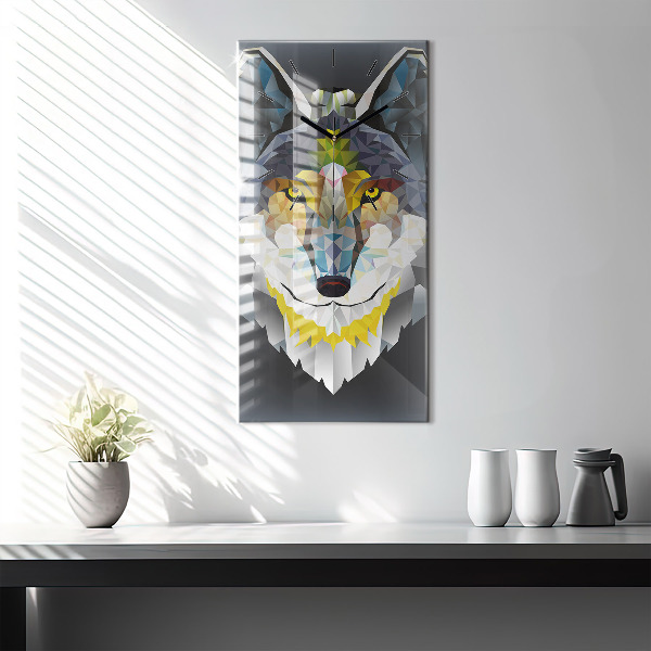 Vertical wall clock Wolf head