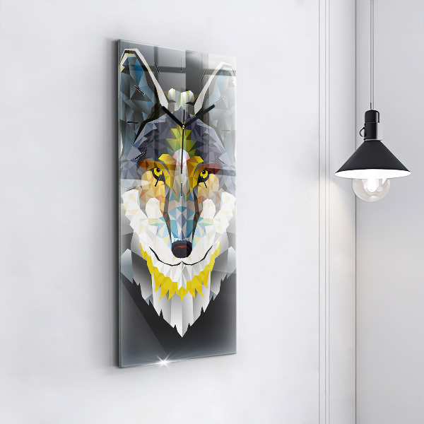 Vertical wall clock Wolf head