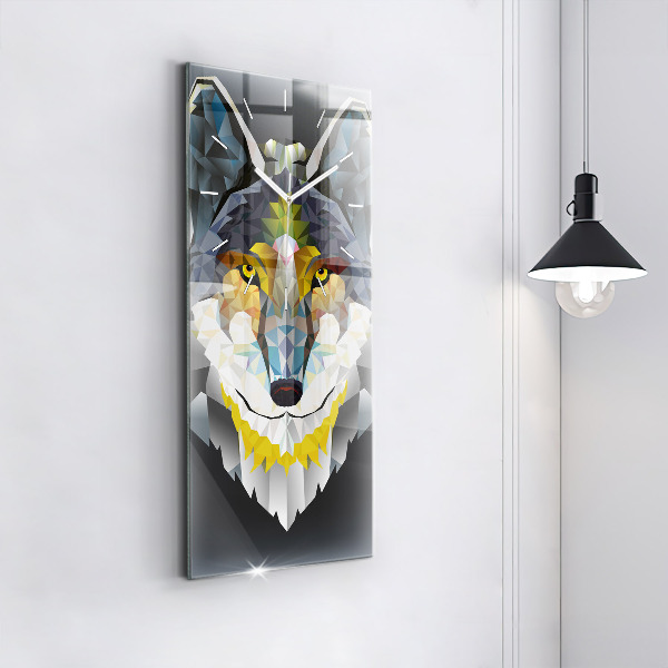 Vertical wall clock Wolf head
