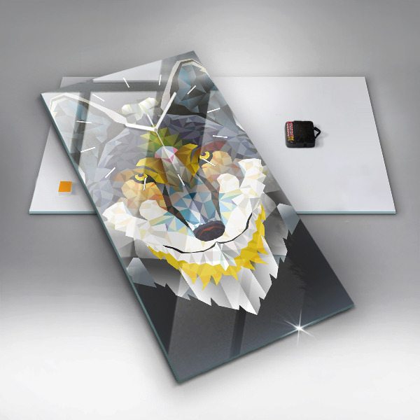 Vertical wall clock Wolf head