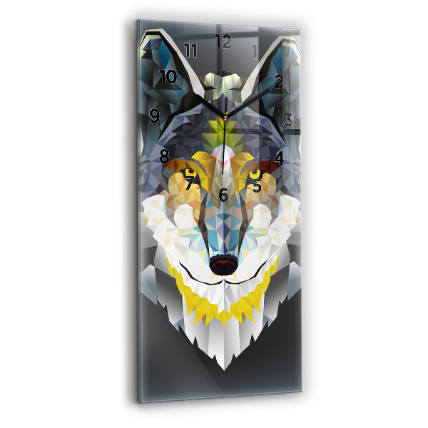 Vertical wall clock Wolf head