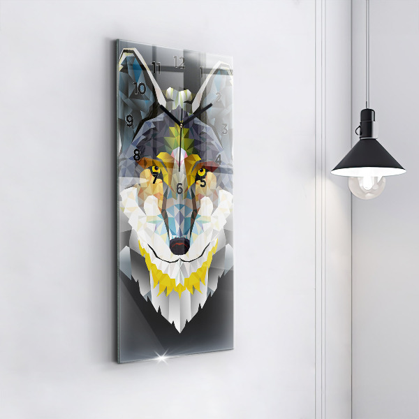 Vertical wall clock Wolf head