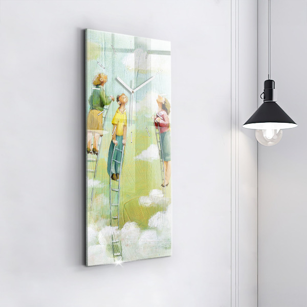 Vertical wall clock People on the ladder