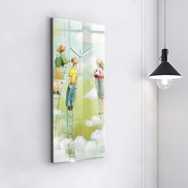 Vertical wall clock People on the ladder