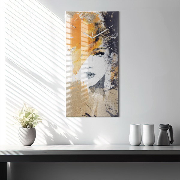 Vertical wall clock Portrait of a woman abstract