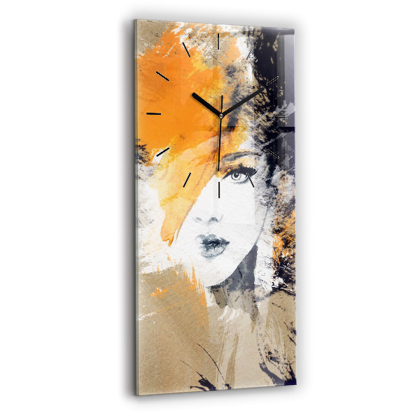 Vertical wall clock Portrait of a woman abstract