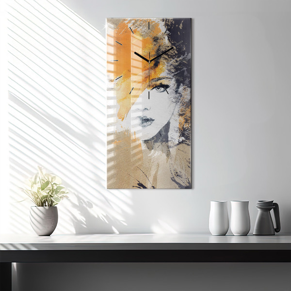 Vertical wall clock Portrait of a woman abstract