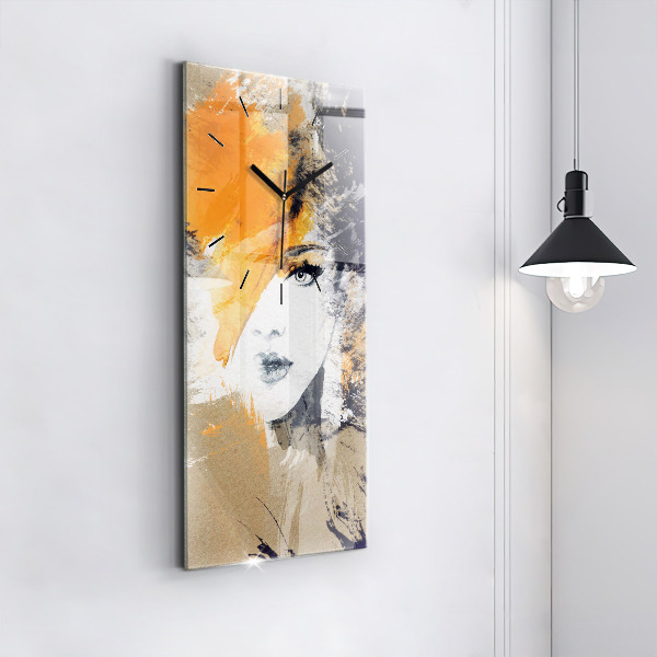 Vertical wall clock Portrait of a woman abstract