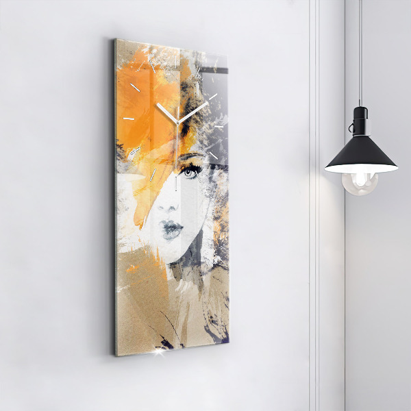 Vertical wall clock Portrait of a woman abstract