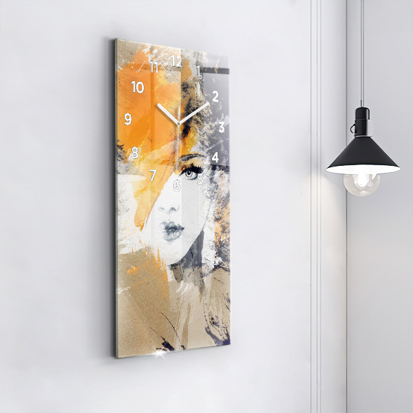 Vertical wall clock Portrait of a woman abstract