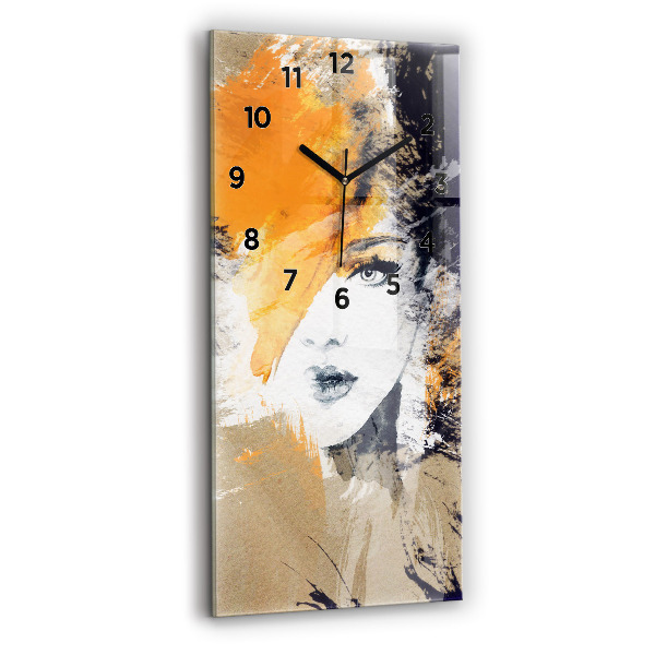 Vertical wall clock Portrait of a woman abstract