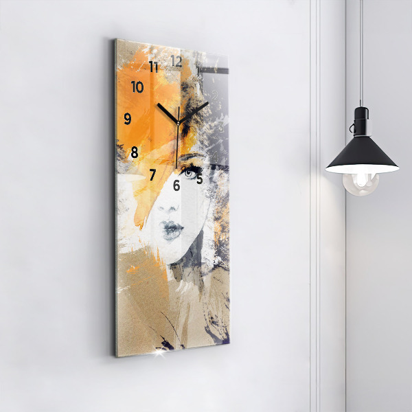 Vertical wall clock Portrait of a woman abstract