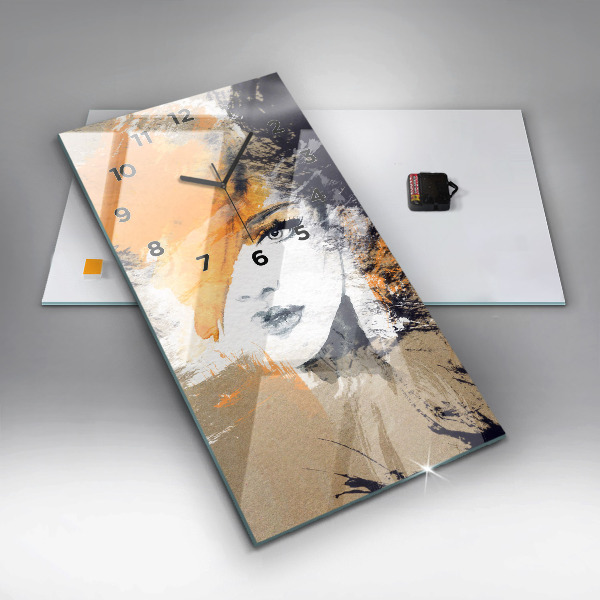 Vertical wall clock Portrait of a woman abstract