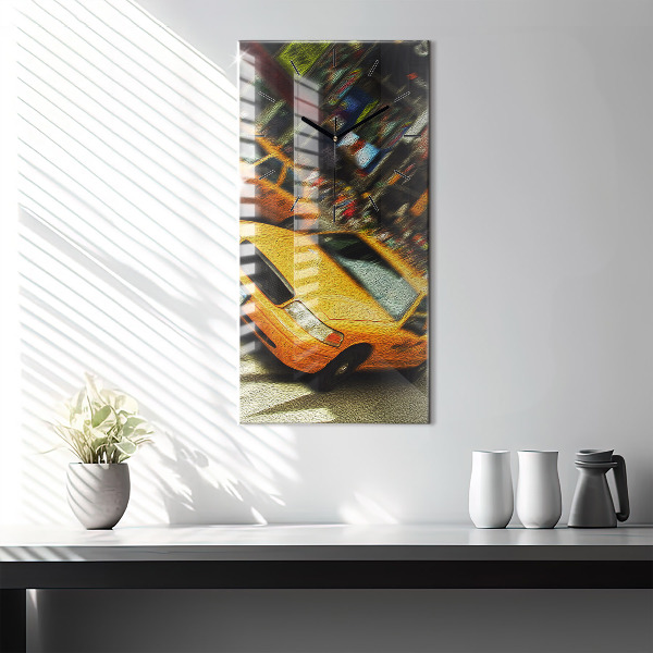 Vertical wall clock New York City taxis