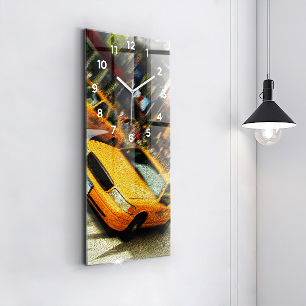 Vertical wall clock New York City taxis
