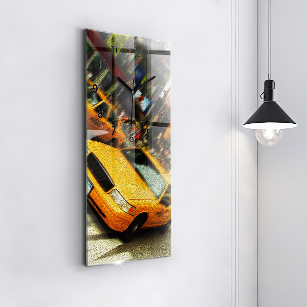 Vertical wall clock New York City taxis