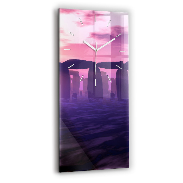 Vertical wall clock Sunset at Stonehenge