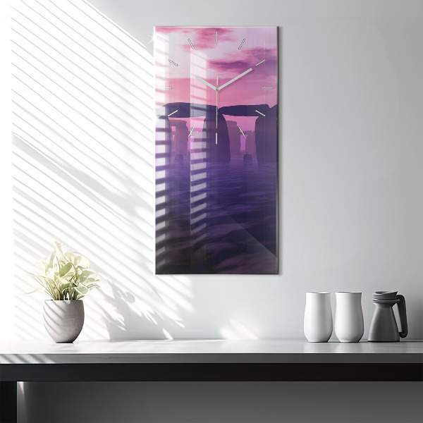 Vertical wall clock Sunset at Stonehenge