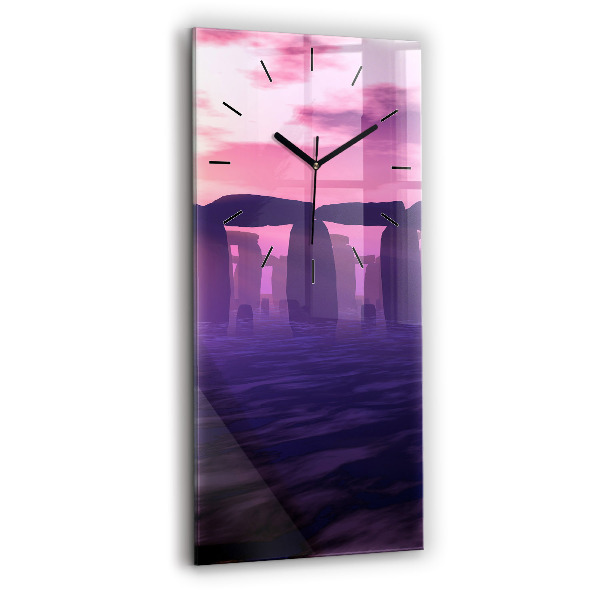 Vertical wall clock Sunset at Stonehenge