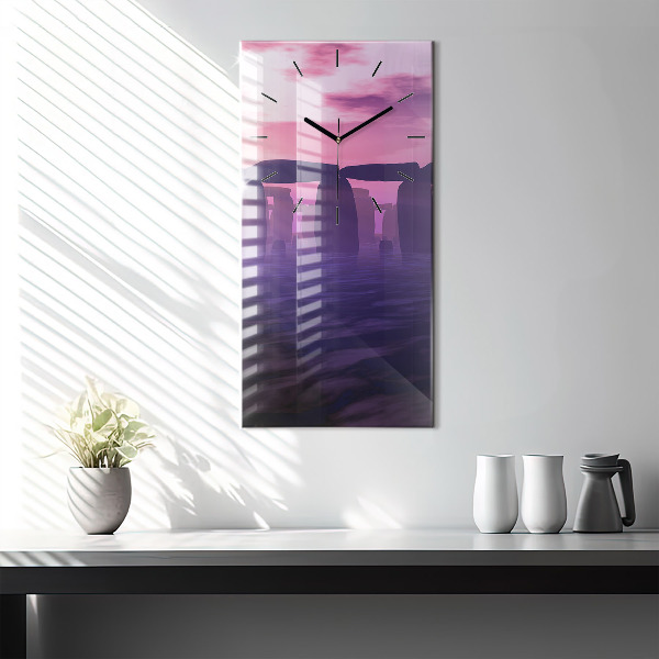 Vertical wall clock Sunset at Stonehenge