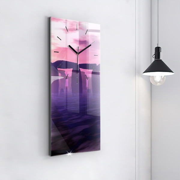 Vertical wall clock Sunset at Stonehenge