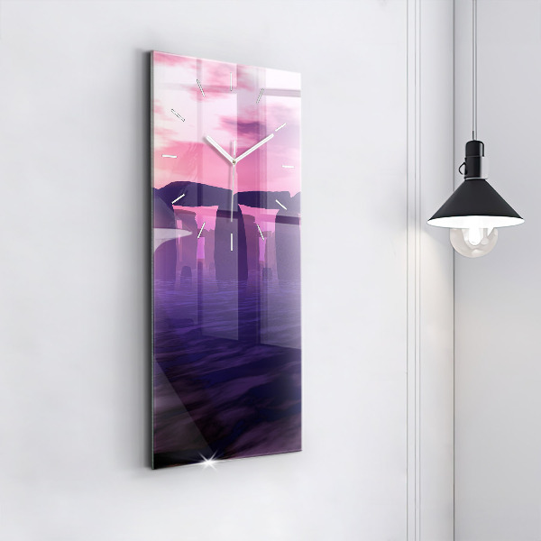 Vertical wall clock Sunset at Stonehenge