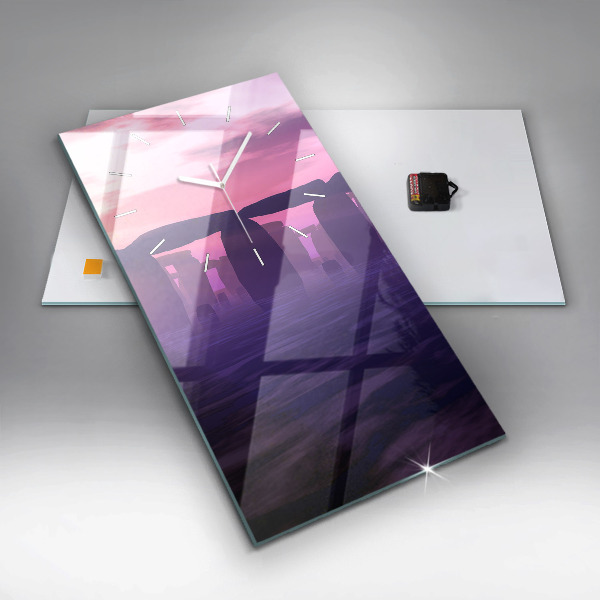 Vertical wall clock Sunset at Stonehenge