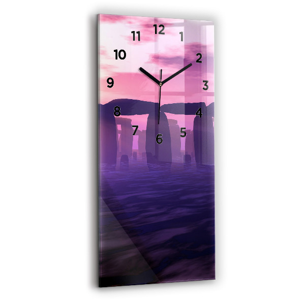 Vertical wall clock Sunset at Stonehenge