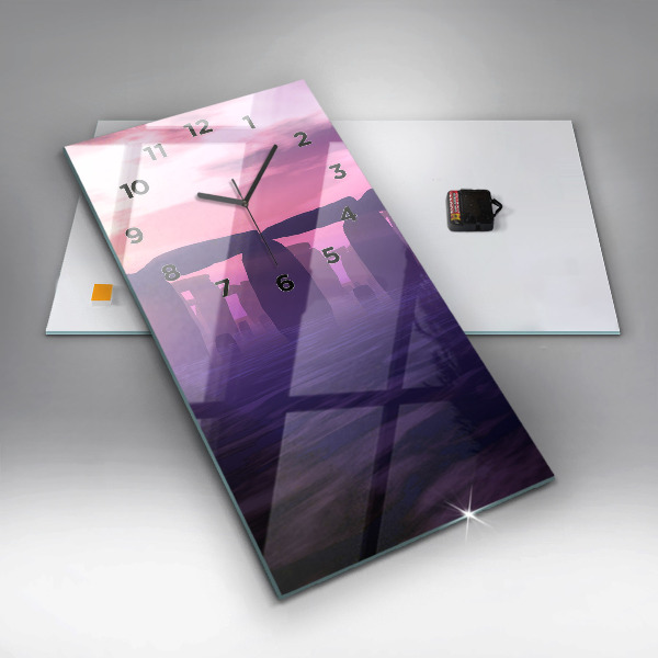 Vertical wall clock Sunset at Stonehenge