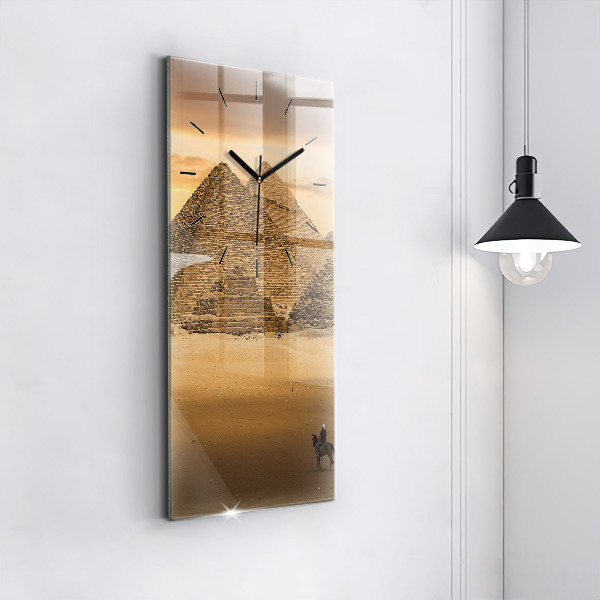 Vertical wall clock Pyramids and sunset