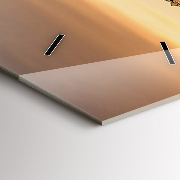 Vertical wall clock Pyramids and sunset