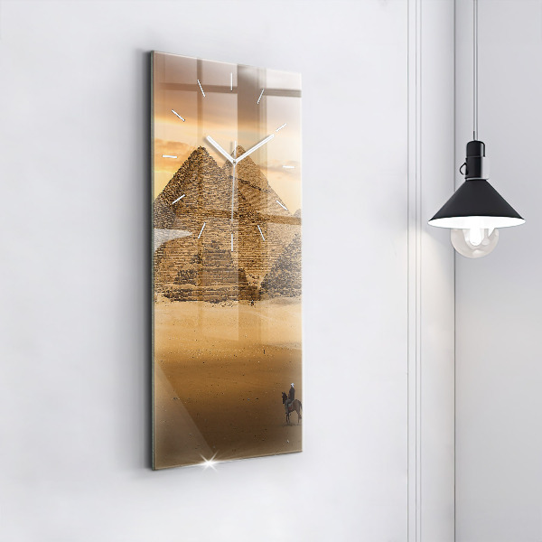 Vertical wall clock Pyramids and sunset