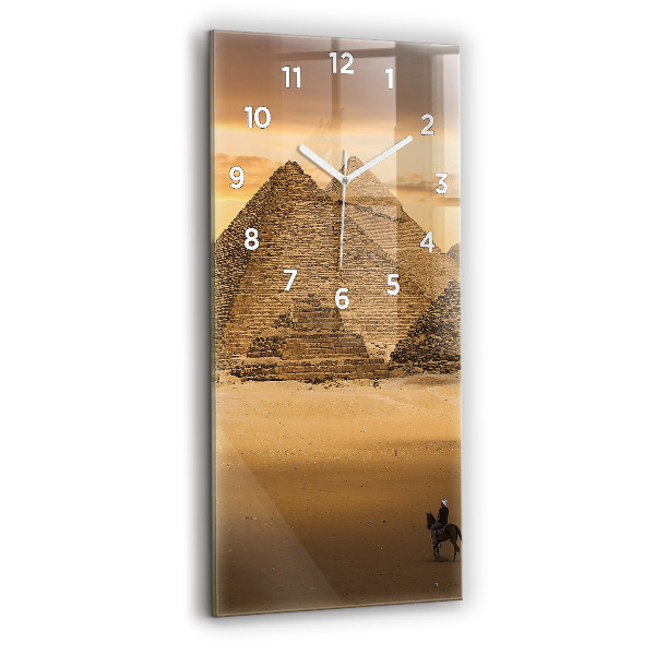 Vertical wall clock Pyramids and sunset