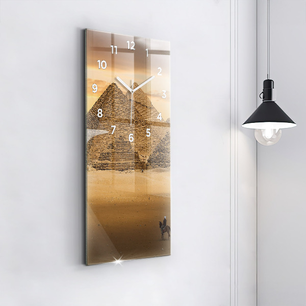 Vertical wall clock Pyramids and sunset