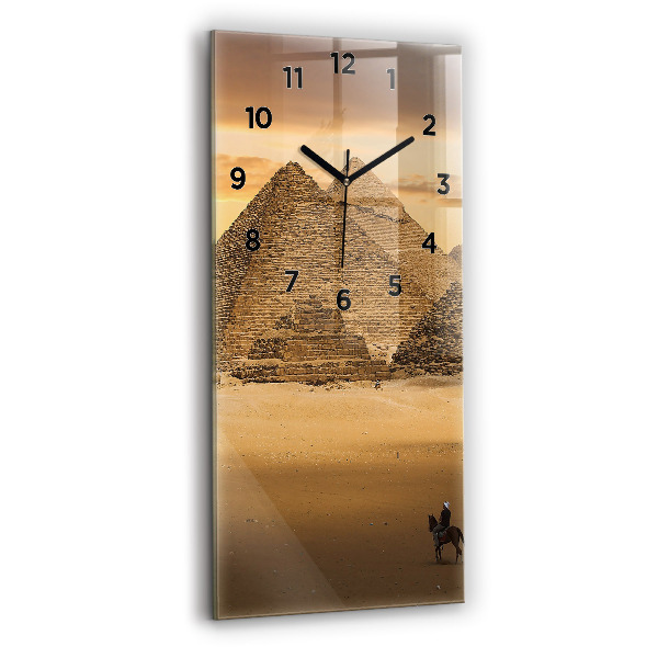 Vertical wall clock Pyramids and sunset