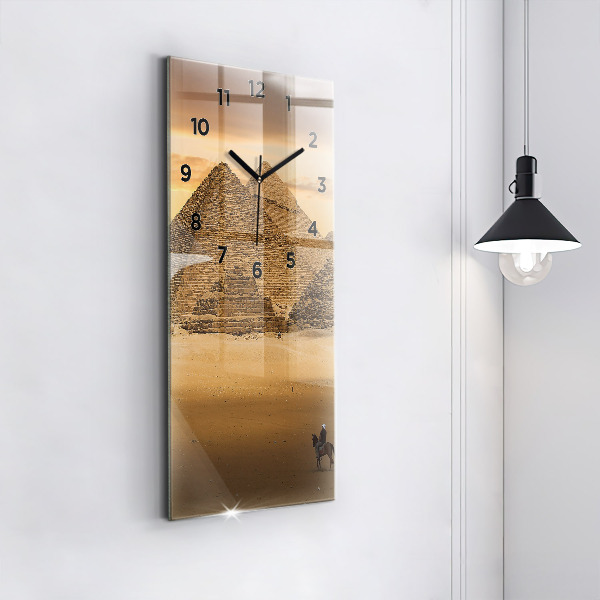 Vertical wall clock Pyramids and sunset
