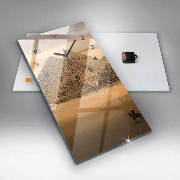 Vertical wall clock Pyramids and sunset