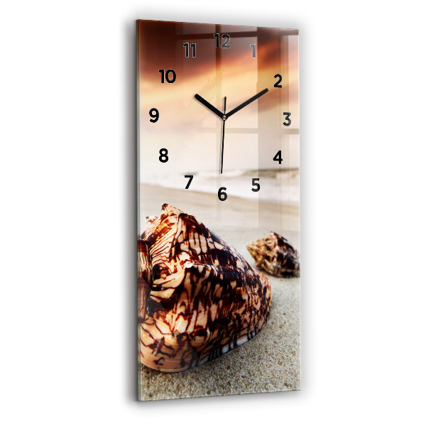 Vertical wall clock A shell on the beach