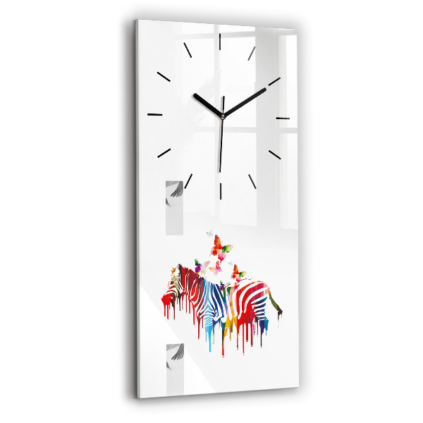 Vertical wall clock Colorful zebra
