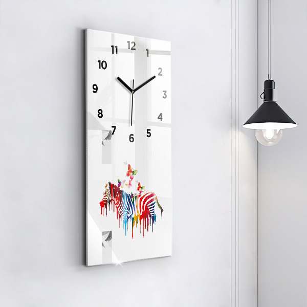 Vertical wall clock Colorful zebra