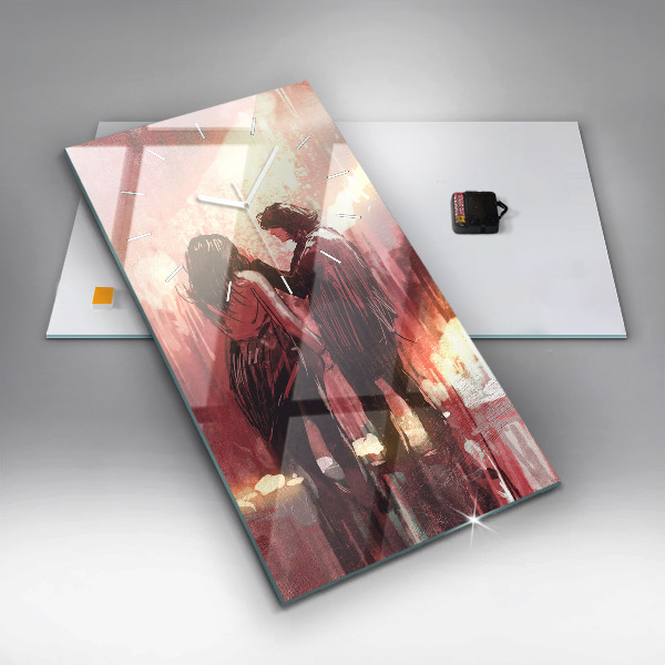 Vertical wall clock Young couple in love