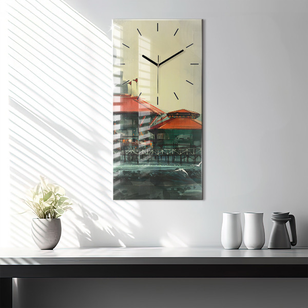 Vertical wall clock Fishing village