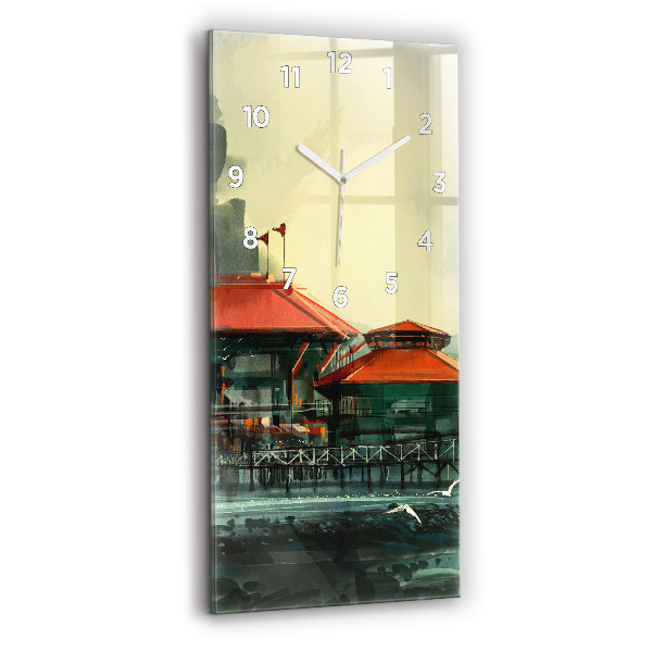 Vertical wall clock Fishing village