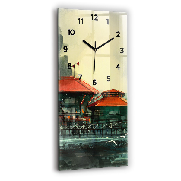 Vertical wall clock Fishing village