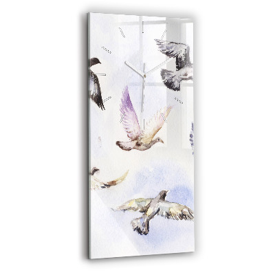 Vertical wall clock Flying birds