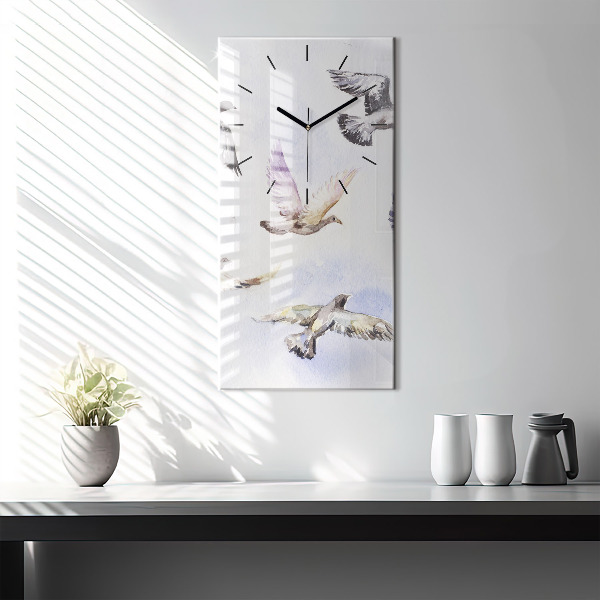 Vertical wall clock Flying birds