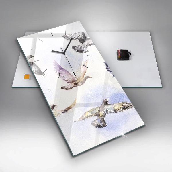 Vertical wall clock Flying birds