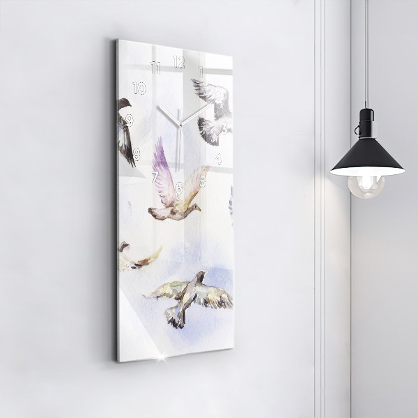 Vertical wall clock Flying birds