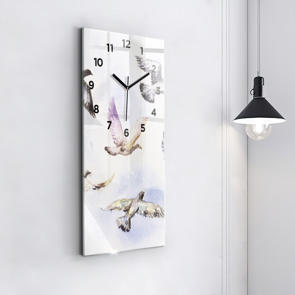 Vertical wall clock Flying birds